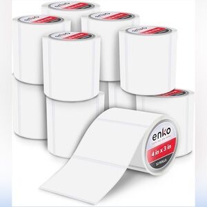 Enko 4" X 3" Labels for  Desktop Printers (12 Rolls, 6000 Labels) - Blank White